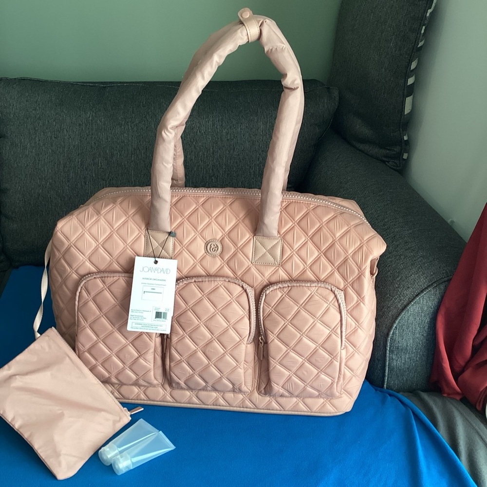 Joan & David The Prue 22" Diamond Quilted Puffer Weekender Duffel 3 Pocket NWT